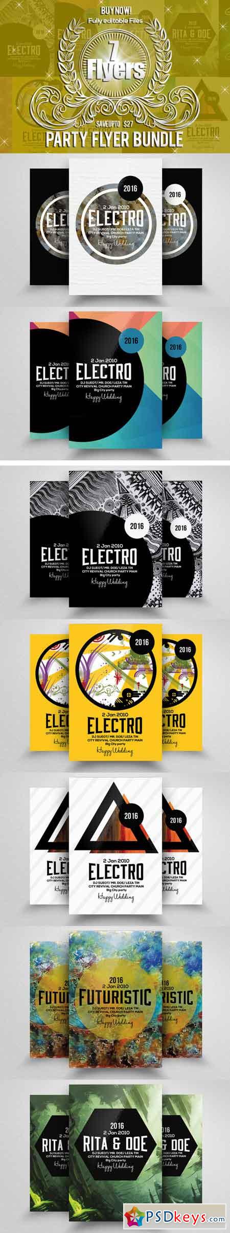 7 Electro Party Flyer Bundle 624147