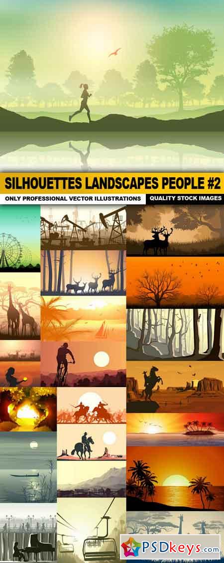 Silhouettes Landscapes People #2 - 25 Vector