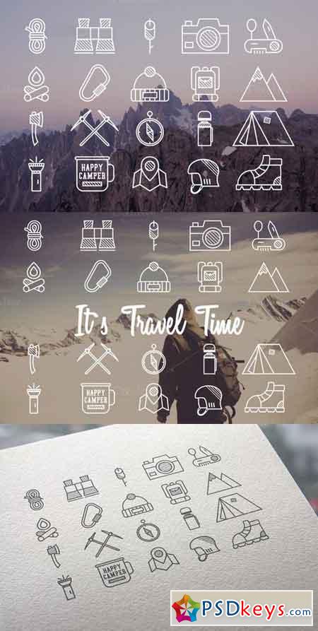 20 Mountain Explorer & Travel Icons 342561