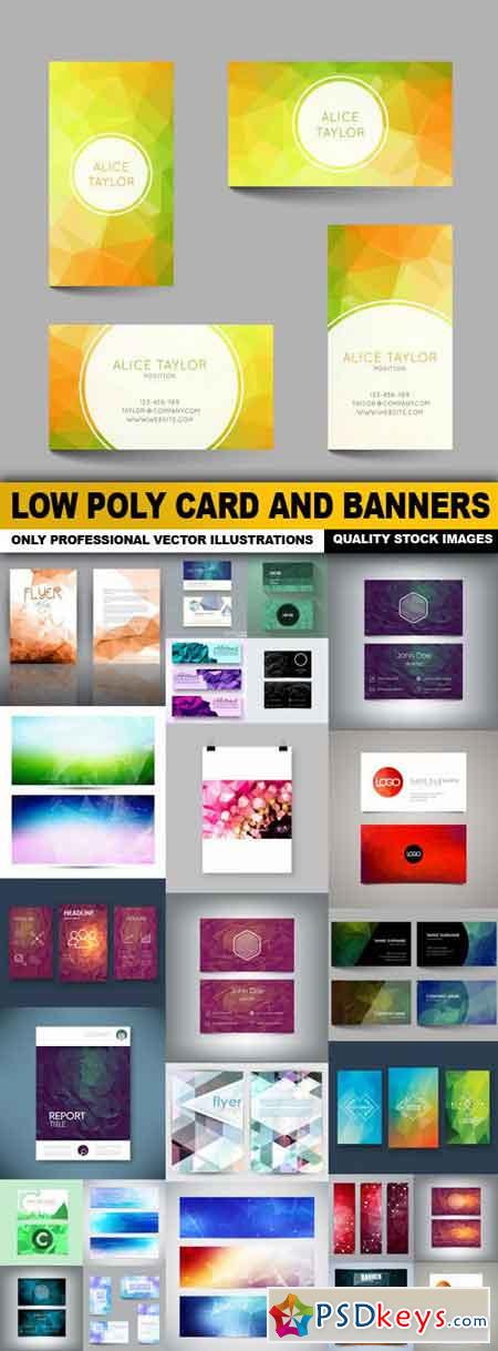 Low Poly Card And Banners - 25 Vector