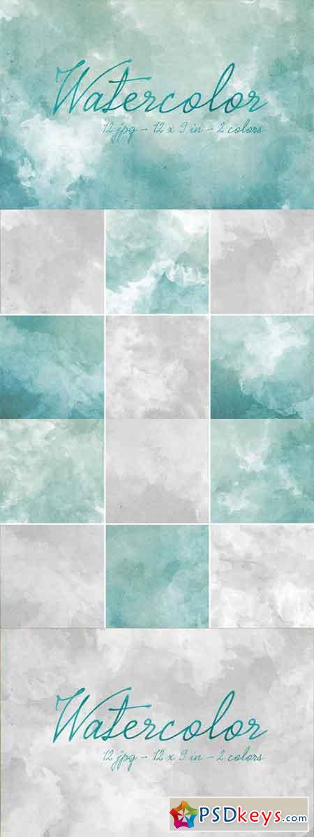 12 Blue Watercolor Backgrounds 405350