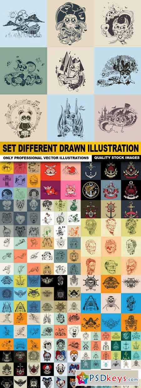 Set Different Drawn Illustration - 20 Vector