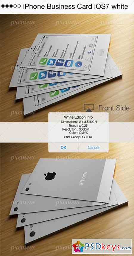 iPhone Business Card iOS7 White 2174