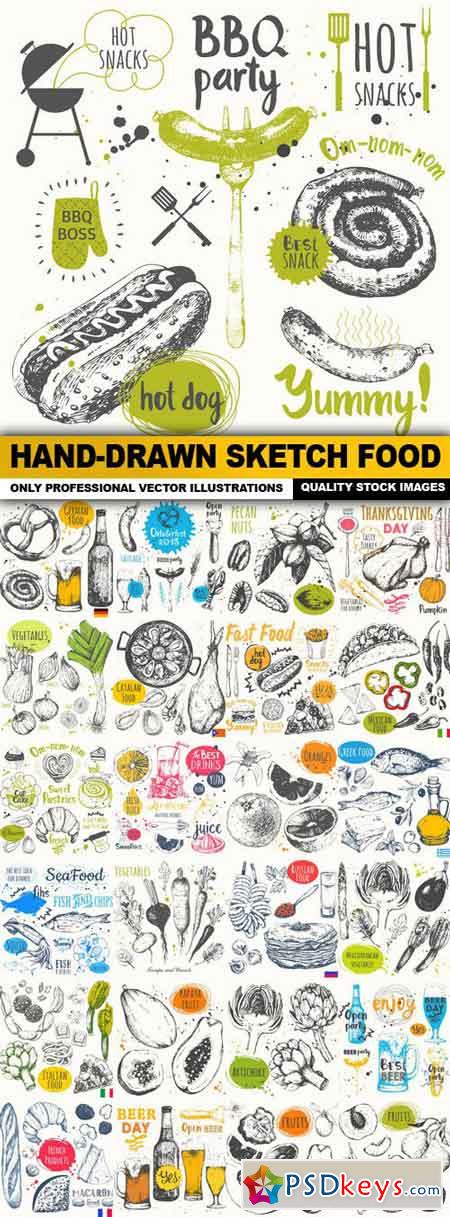Hand-Drawn Sketch Food - 25 Vector