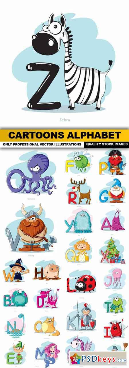 Cartoons Alphabet - 26 Vector