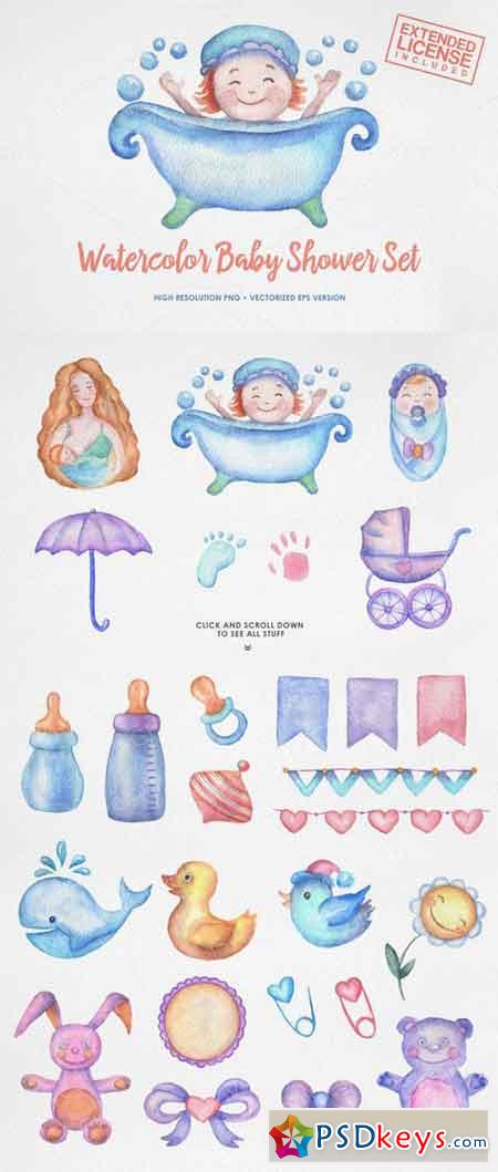 Watercolor Baby Shower Set 485618
