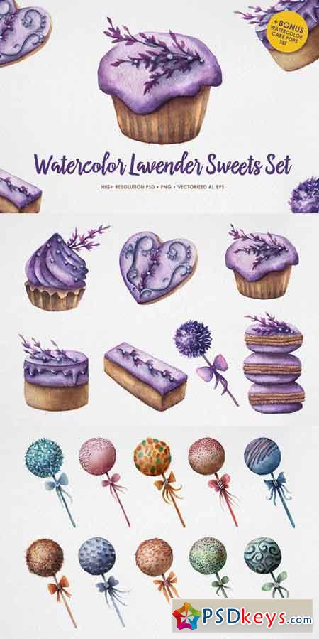 Watercolor Lavender Sweets + bonus 404824
