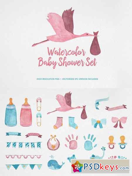 Watercolor Baby Shower Set 404420