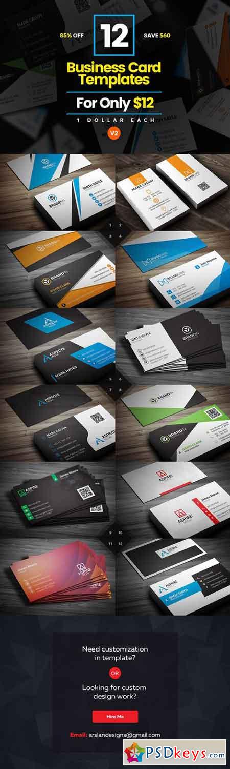 12 Modern Business Cards - Bundle v3 663643