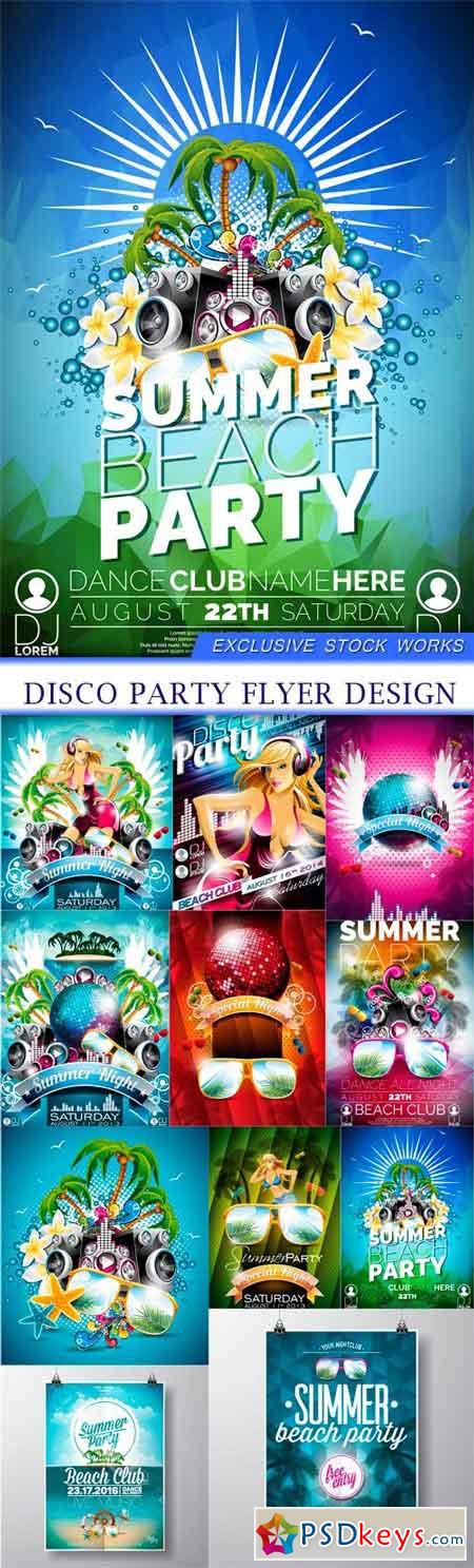 Disco Party Flyer Design 11X EPS