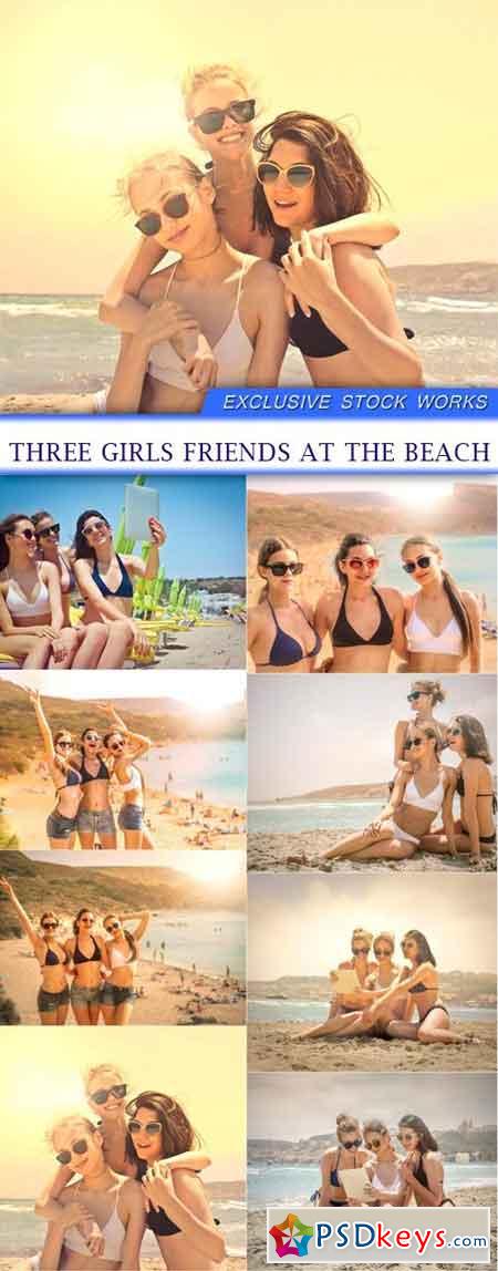 Three girls friends at the beach 8X JPEG