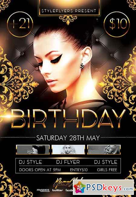 Birthday Party PSD Flyer Template + Facebook Cover