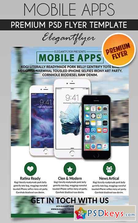 Mobile Apps Promotion  Flyer PSD Template + Facebook Cover