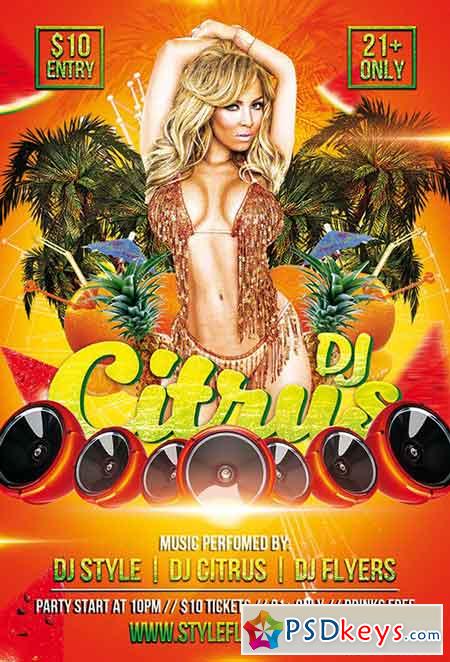 DJ Citrus PSD Flyer Template + Facebook Cover
