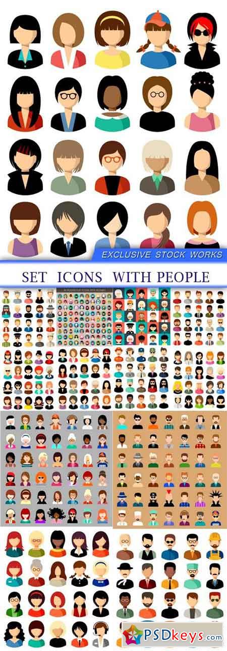 Set icons with people 12X EPS