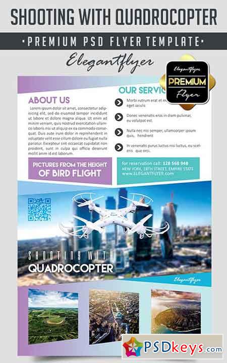 Shooting with Quadrocopter  Flyer PSD Template + Facebook Cover