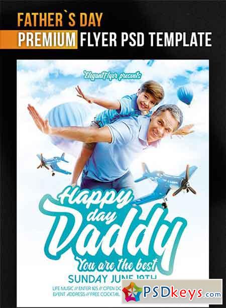 Father`s Day  Flyer PSD Template + Facebook Cover