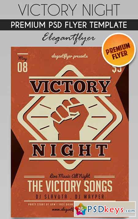Victory Night  Flyer PSD Template + Facebook Cover