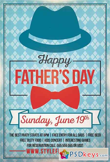 Happy Fathers Day PSD Flyer Template + Facebook Cover