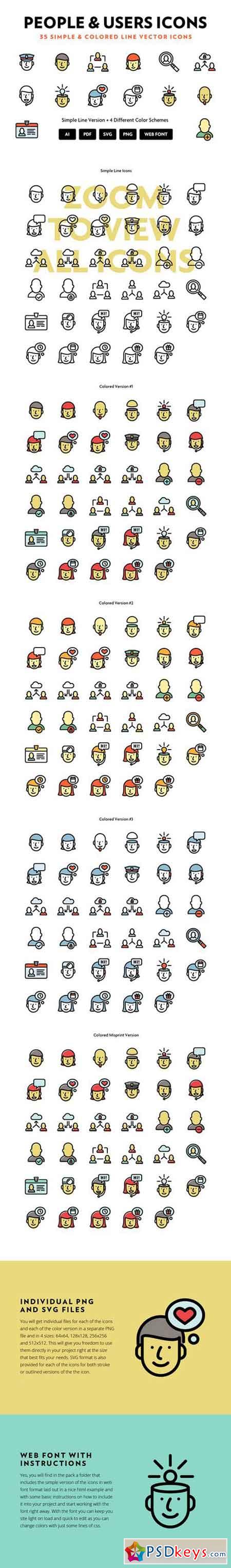 People & Users Line Icons 433662
