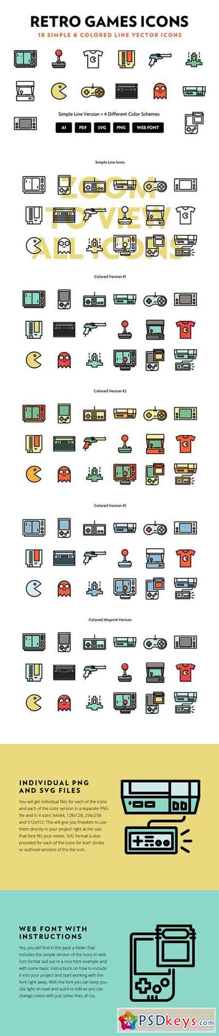 Retro Games Line Icons 200376