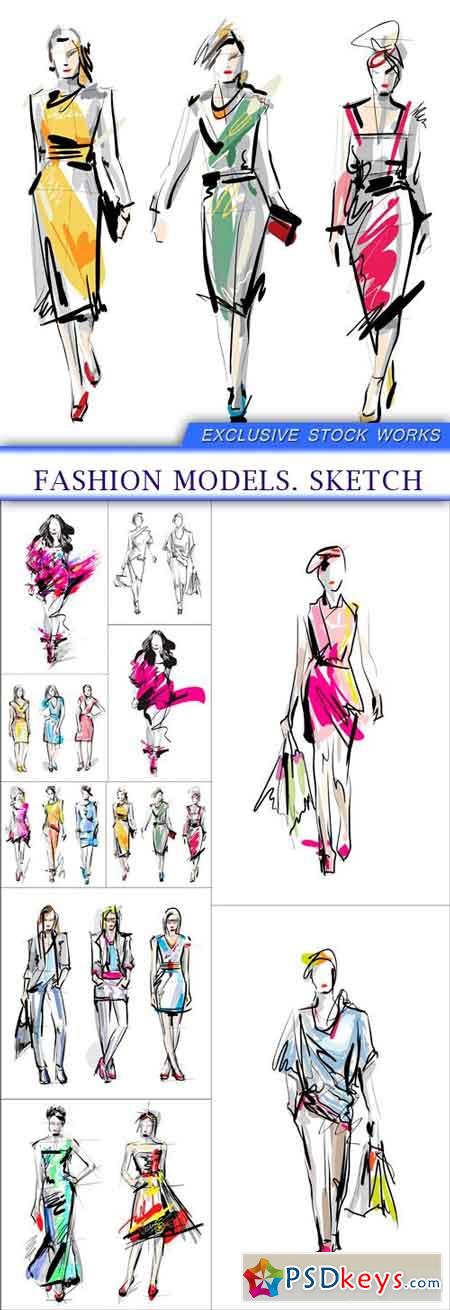 Fashion models. Sketch 10X EPS