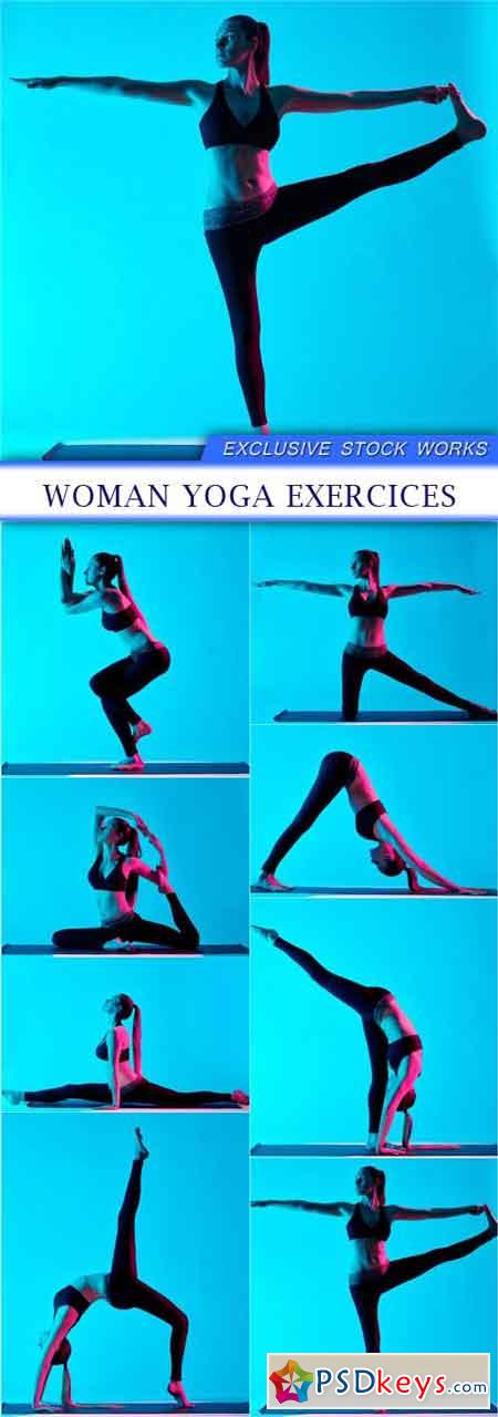 Woman yoga exercices 8X JPEG