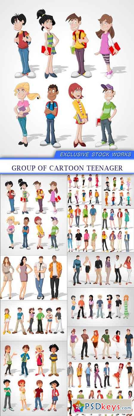 Group of cartoon teenager 12X EPS