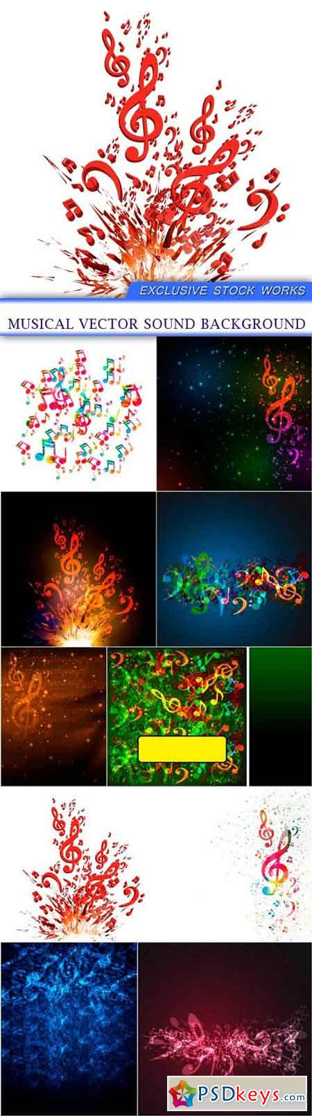 Musical vector sound background 10X EPS