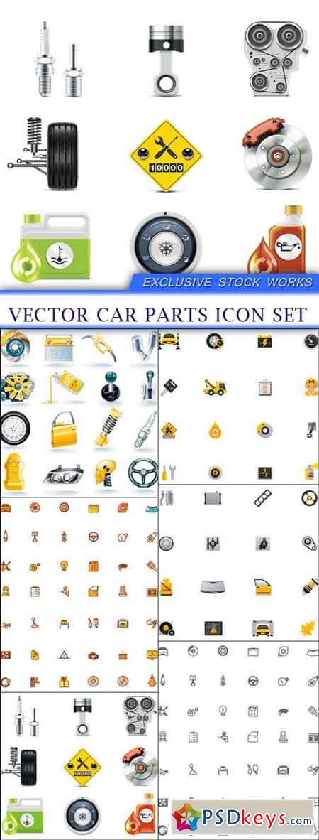 Vector car parts icon set 6X EPS