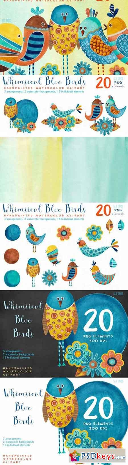 Whimsical Blue Birds 696538
