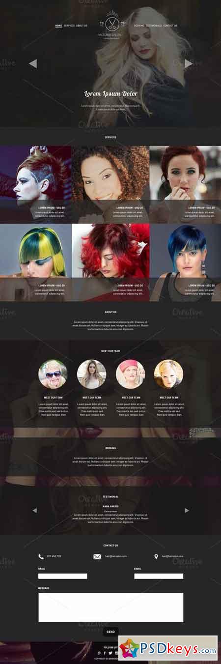 Hair Salon PSD Website Template 677125