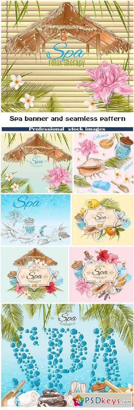 Spa banner and seamless pattern