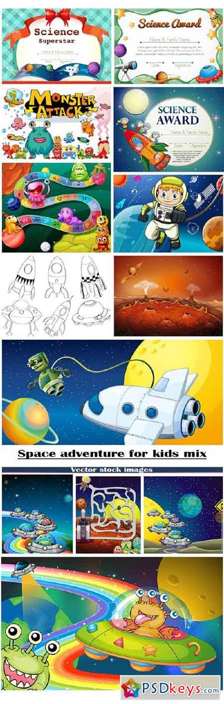 Collection of vector clipart for kids - Space adventure