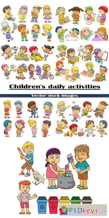 Stock vector everyday kids activities