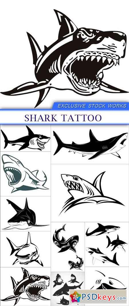 Shark tattoo 11x EPS