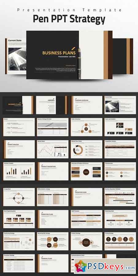 Pen PPT Strategy PowerPoint Templates 535599