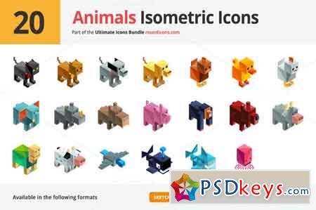 20 Animals Isometric Icons 702296