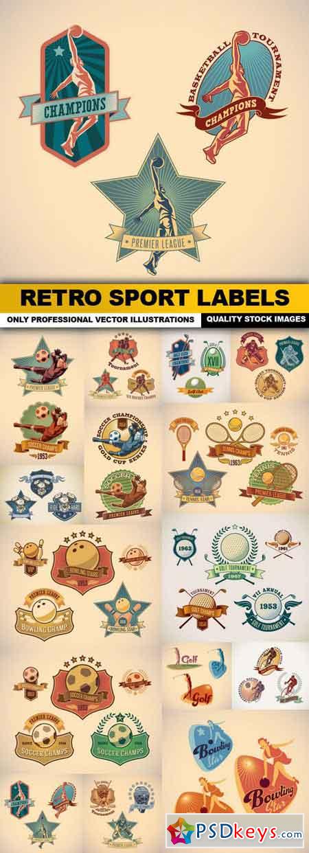 Retro Sport Labels - 15 Vector