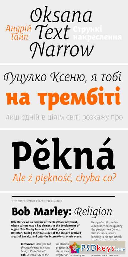 Oksana Text Narrow Font Family