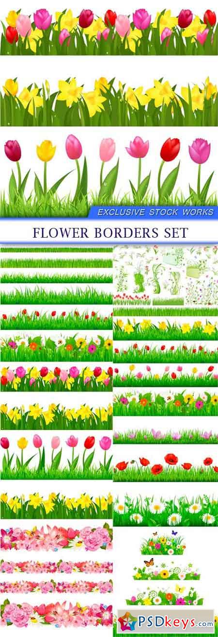 Flower Borders Set 8X EPS