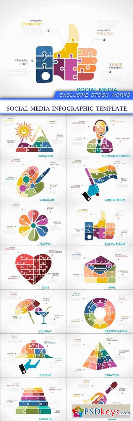Social media infographic template 14X EPS