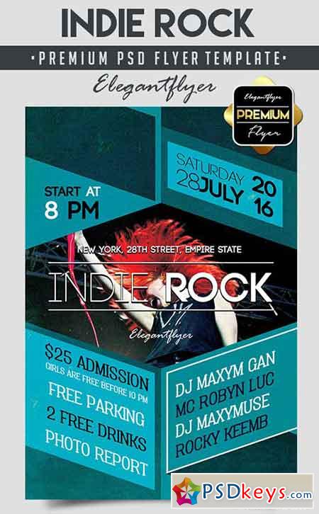Indie Rock  Flyer PSD Template + Facebook Cover