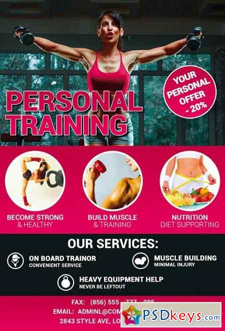 Personel Training PSD Flyer Template + Facebook Cover