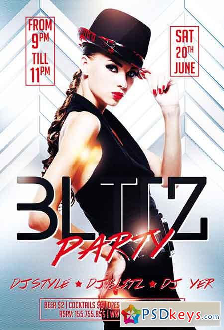 Blitz party PSD Flyer Template + Facebook Cover