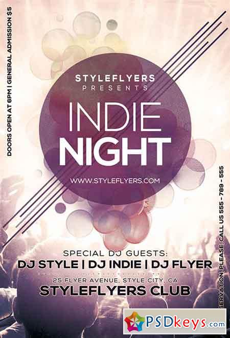 Indie Night PSD Flyer Template + Facebook Cover