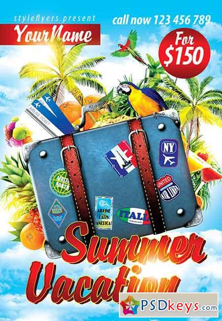 Summer Vacation PSD Flyer Template + Facebook Cover
