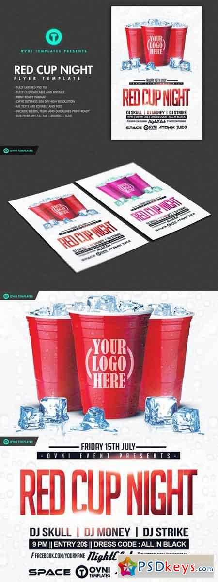 RED CUP Night Flyer Template 718789 » Free Download Photoshop Vector ...