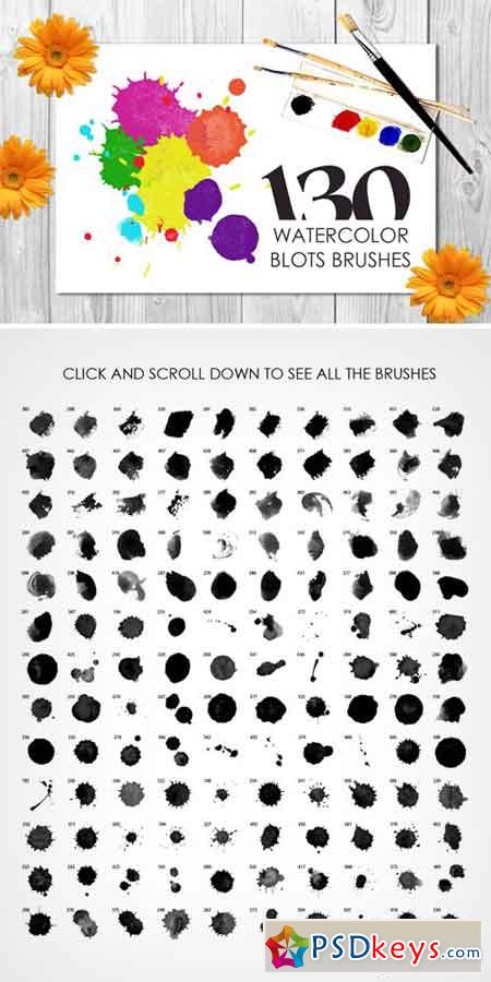 130 Watercolor Blots Brushes 326844