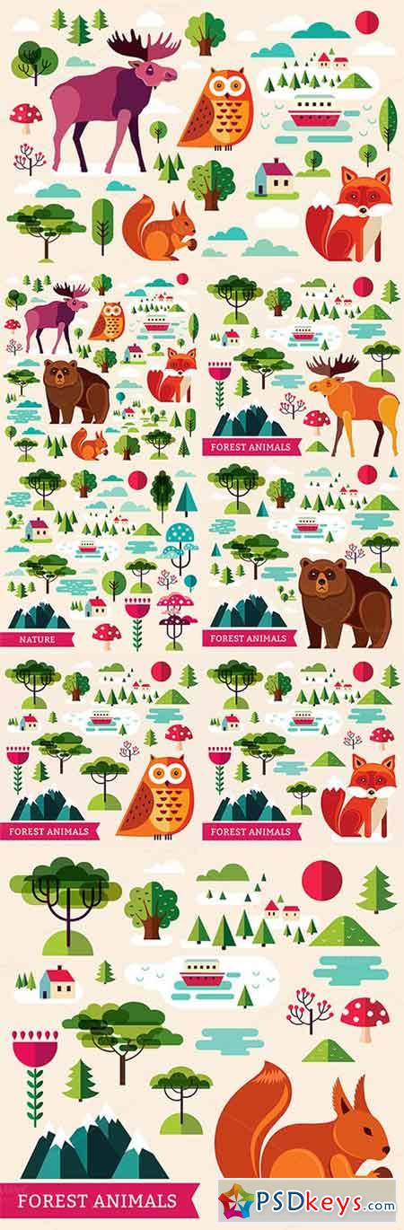 Set with forest animals and nature 535873